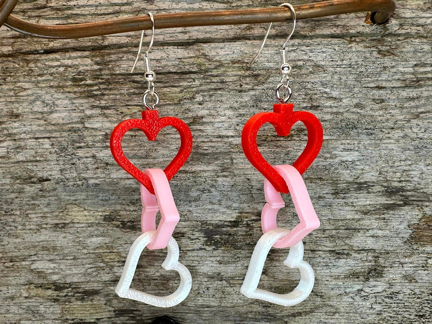 Valentine's Day 3 Heart Dangle Earrings