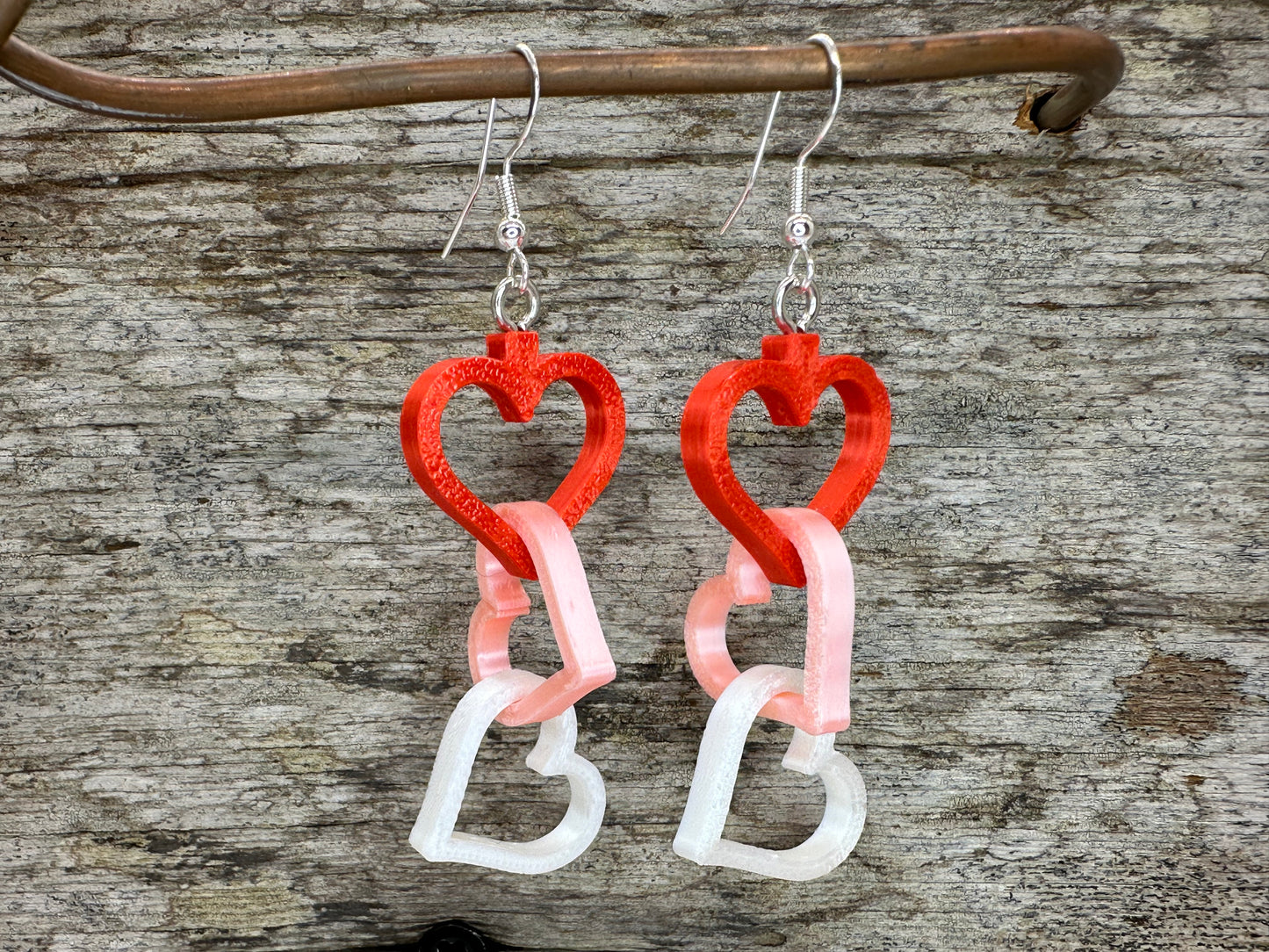 Valentine's Day 3 Heart Dangle Earrings